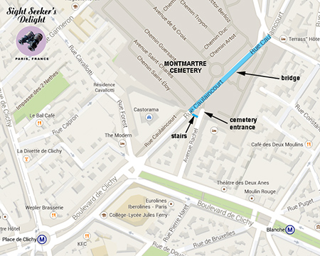 Montmartre cemetery map 