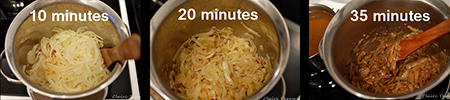 stages of onion caramelizing